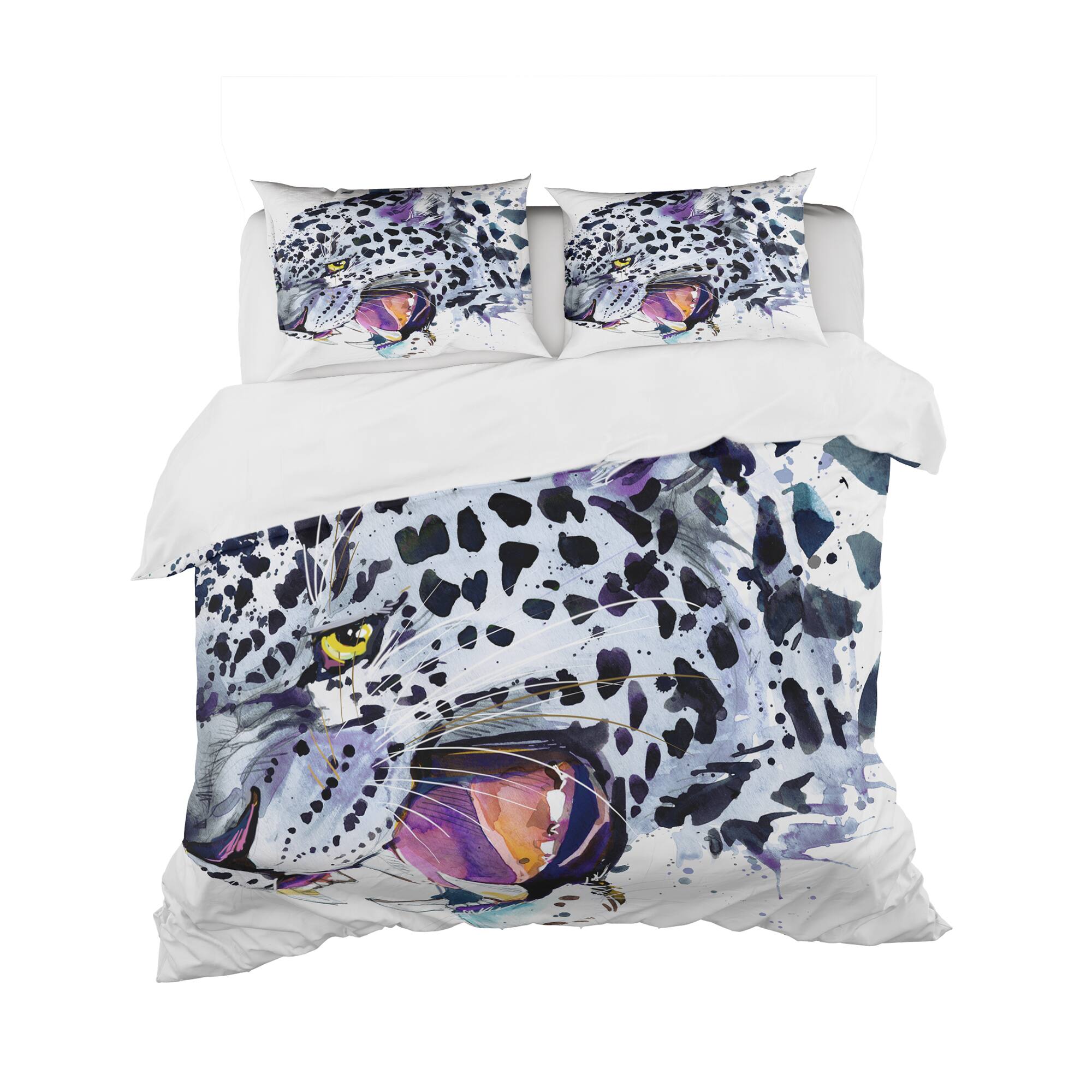 Designart 'Ferocious Snow Leopard Face - Modern Duvet Cover Set